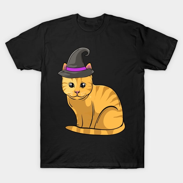 Cute cat with witch hat to scare children. T-Shirt by theanimaldude